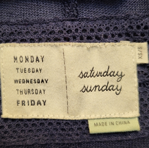 Saturday Sunday Blue & Cream Linen Cardigan Duster with Shawl Collar- Size XS/S - Picture 4 of 6